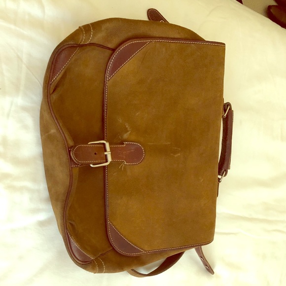 Vintage Large Shoulder Suede, Leather, Bag.